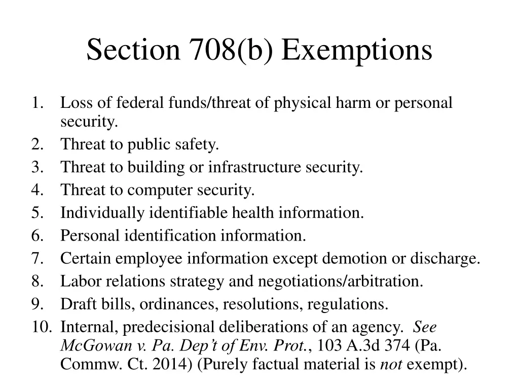 section 708 b exemptions