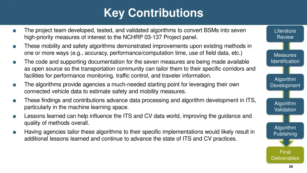 key contributions