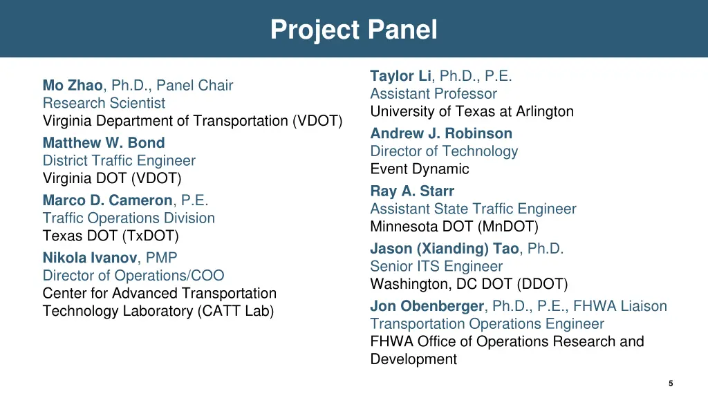 project panel