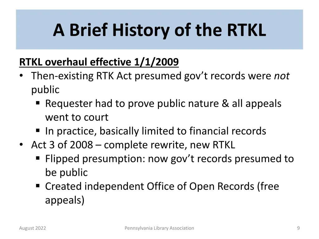 a brief history of the rtkl