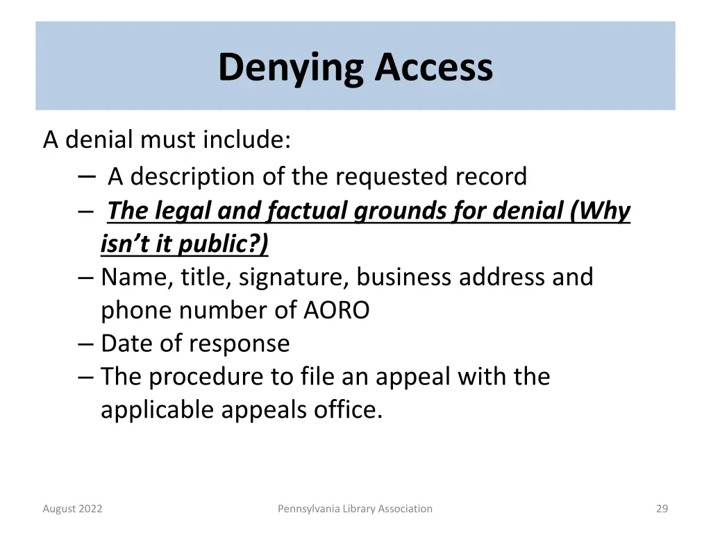 denying access