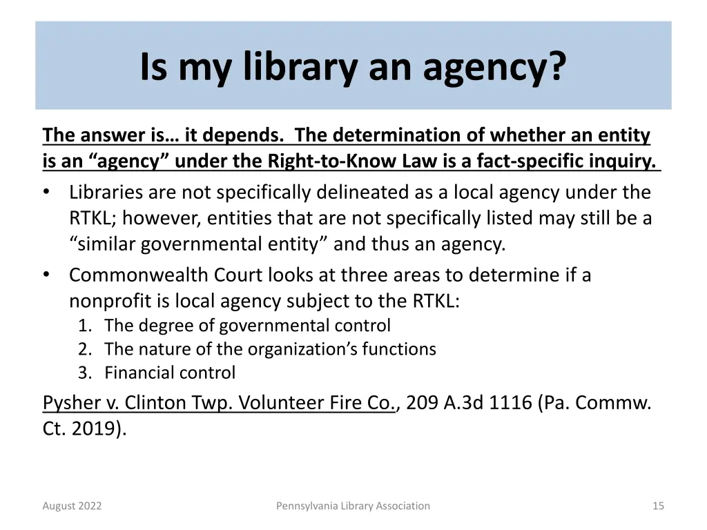 is my library an agency