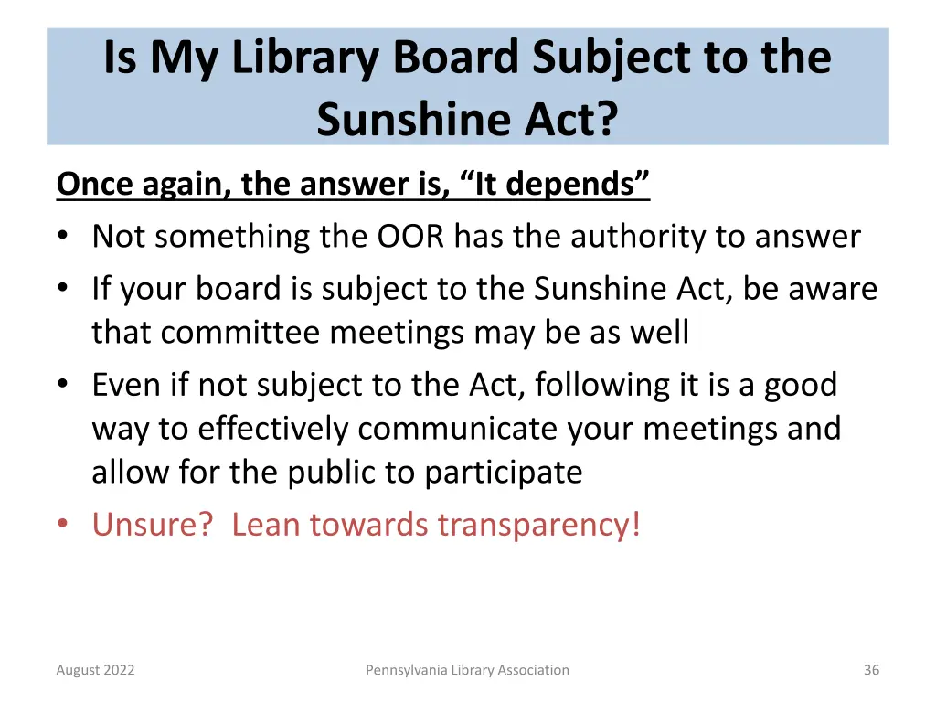 is my library board subject to the sunshine act