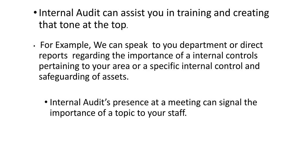 internal audit can assist you in training