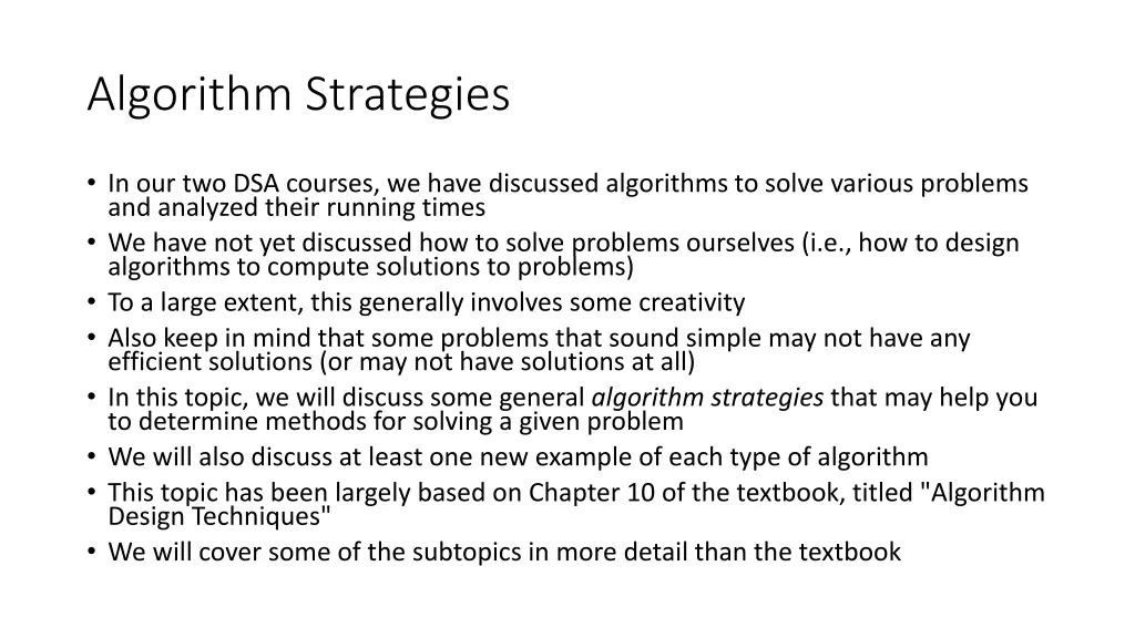 algorithm strategies