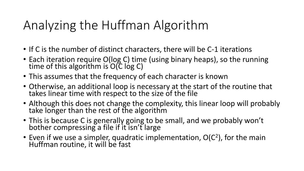 analyzing the huffman algorithm