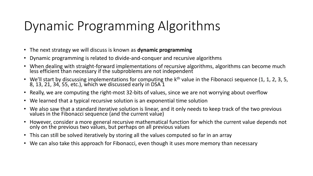 dynamic programming algorithms