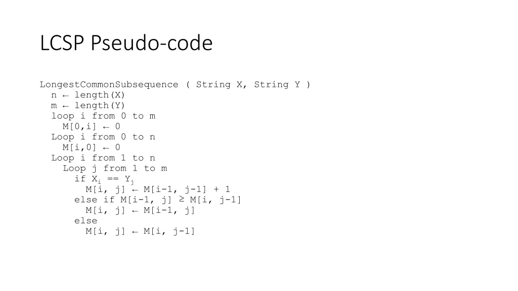 lcsp pseudo code