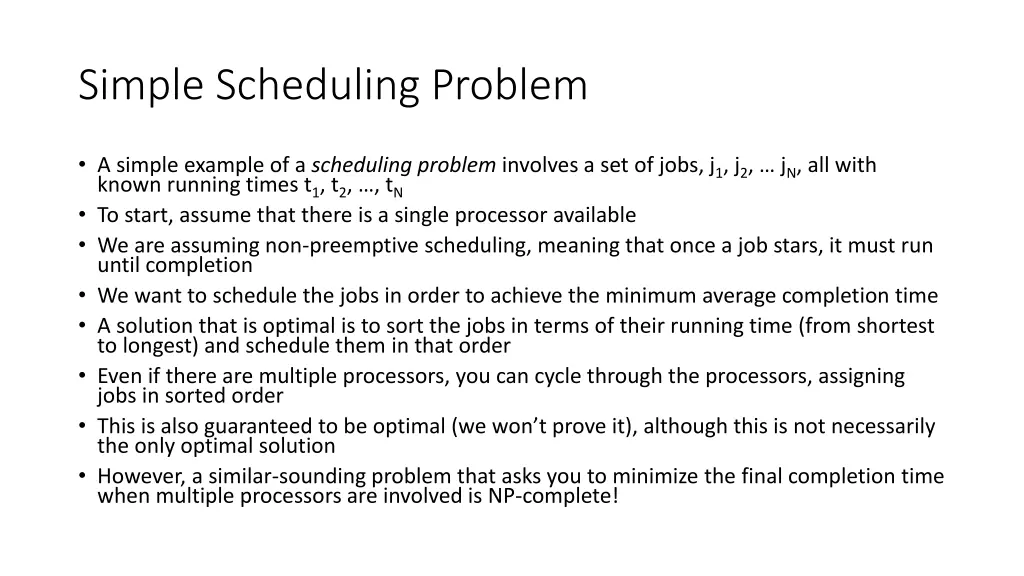 simple scheduling problem