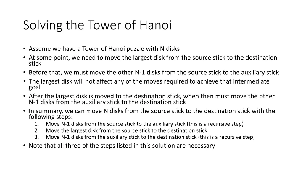 solving the tower of hanoi