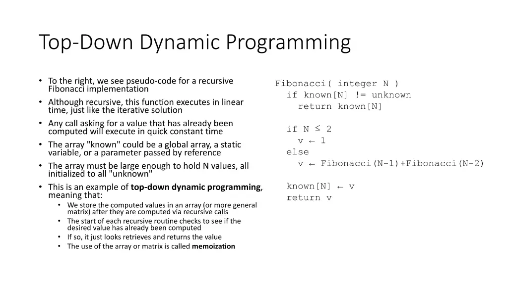 top down dynamic programming