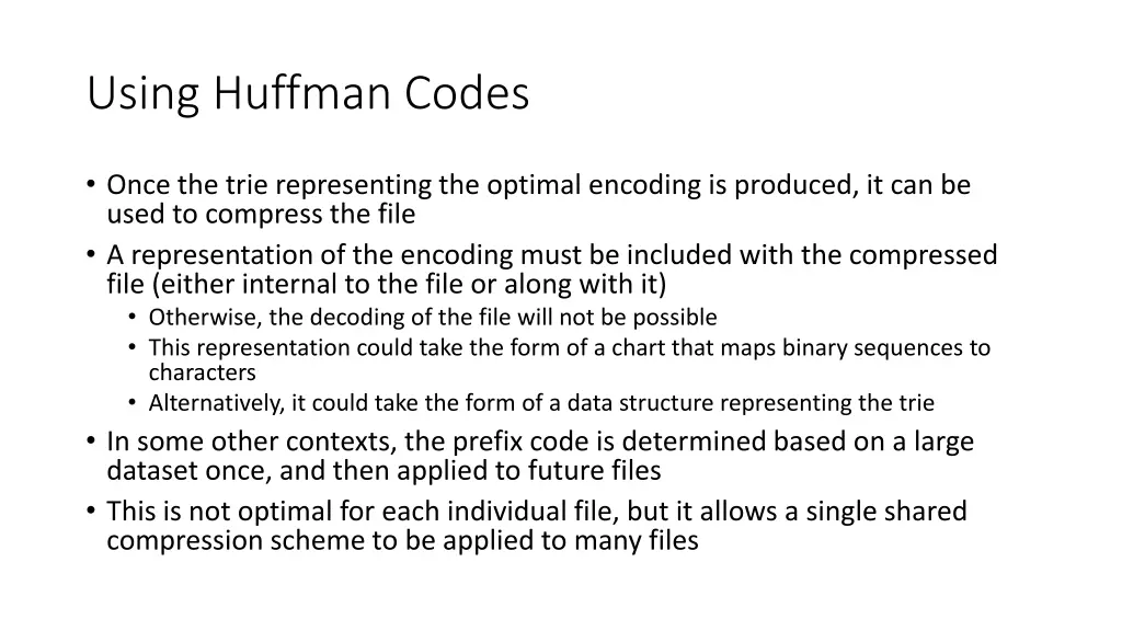 using huffman codes