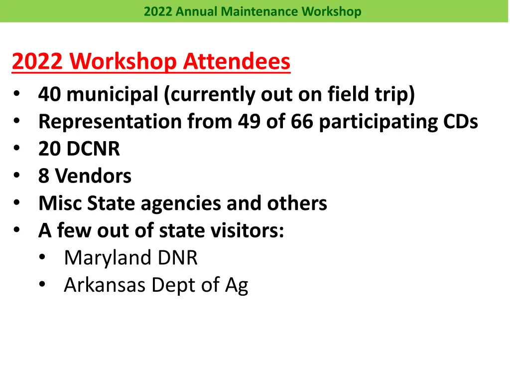 2022 annual maintenance workshop 5