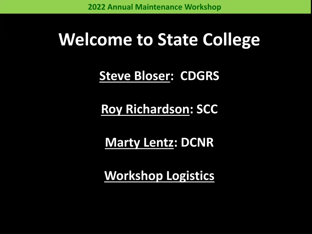 2022 annual maintenance workshop