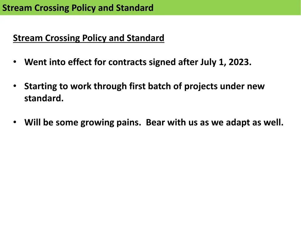 stream crossing policy and standard