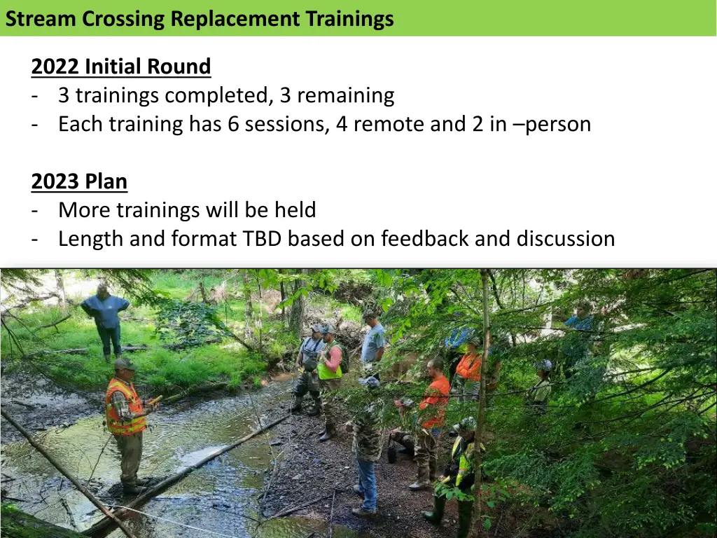 stream crossing replacement trainings