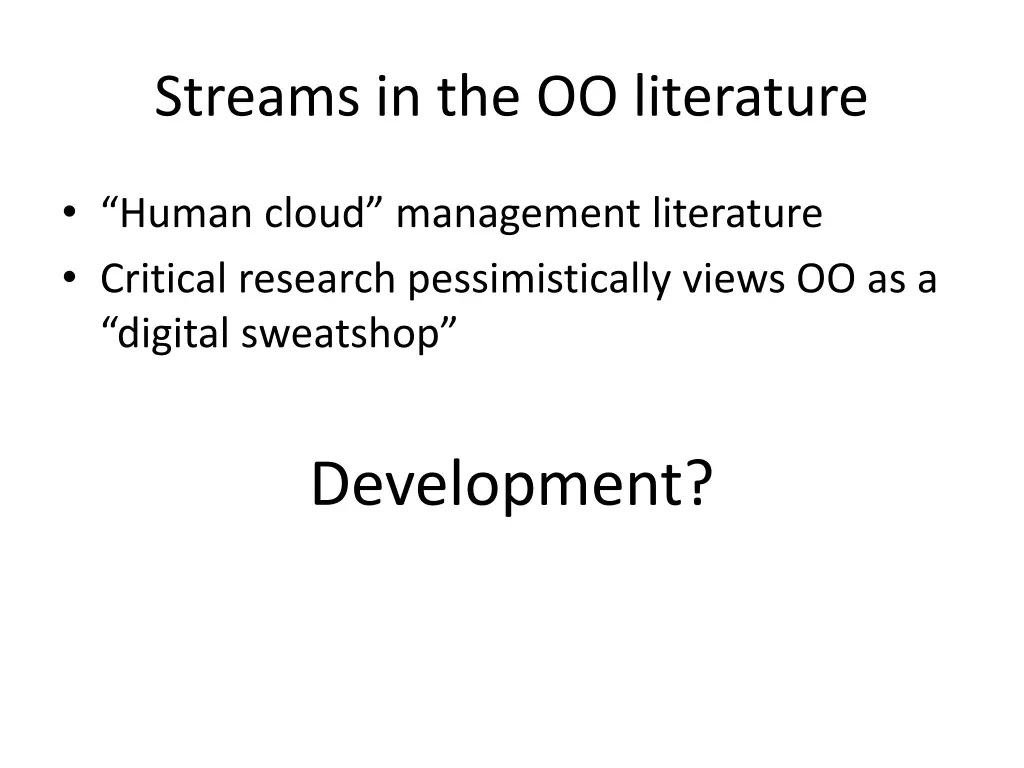 streams in the oo literature