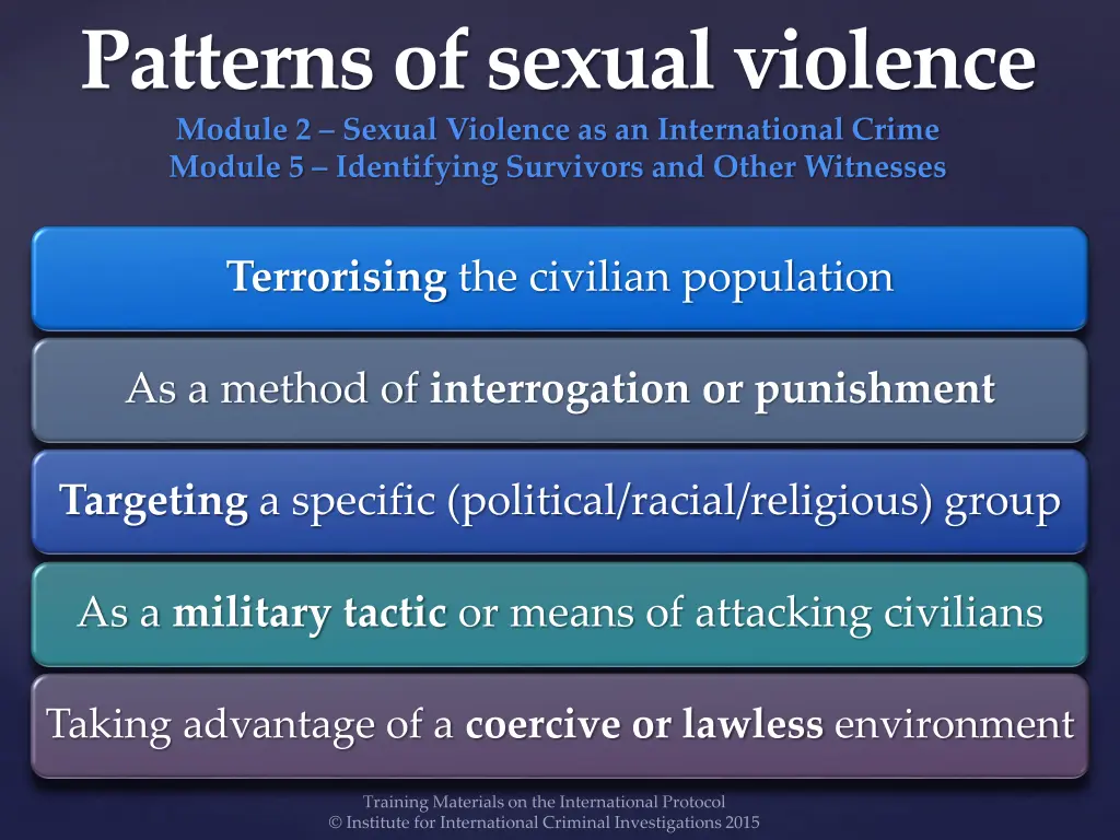 patterns of sexual violence module 2 sexual