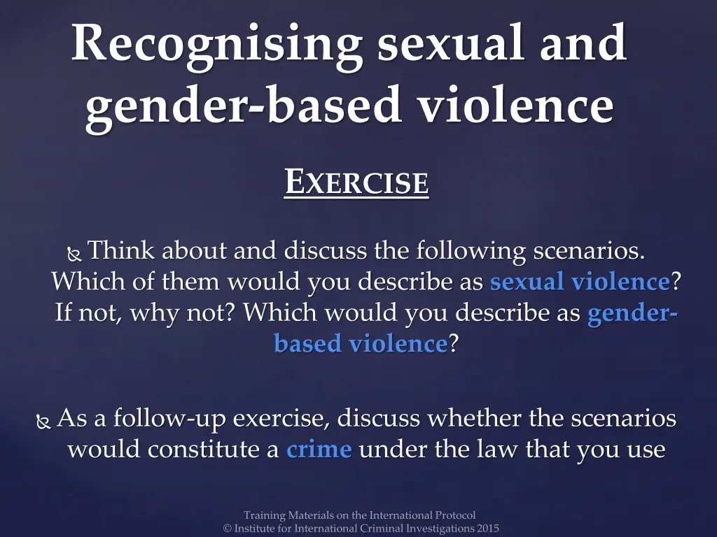 recognising sexual and gender based violence