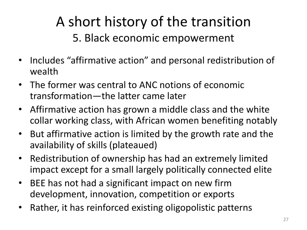 a short history of the transition 5 black