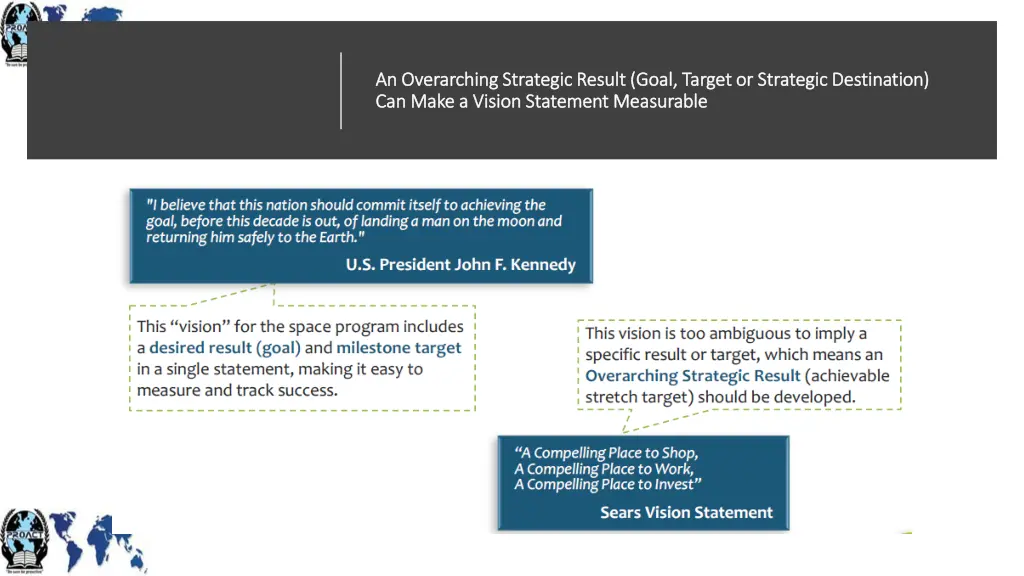 an overarching strategic result goal target