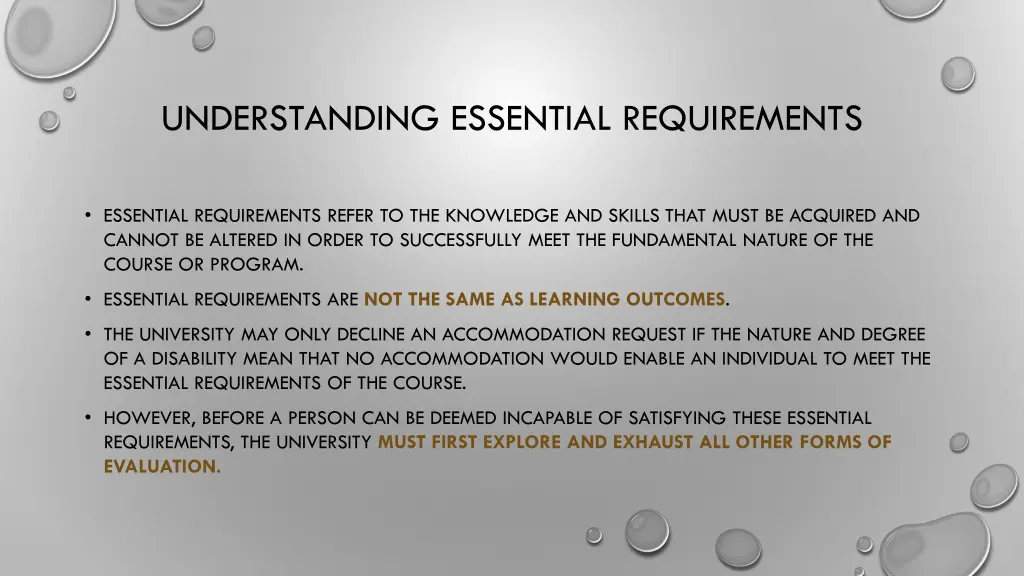 understanding essential requirements