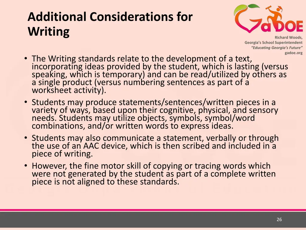 additional considerations for writing