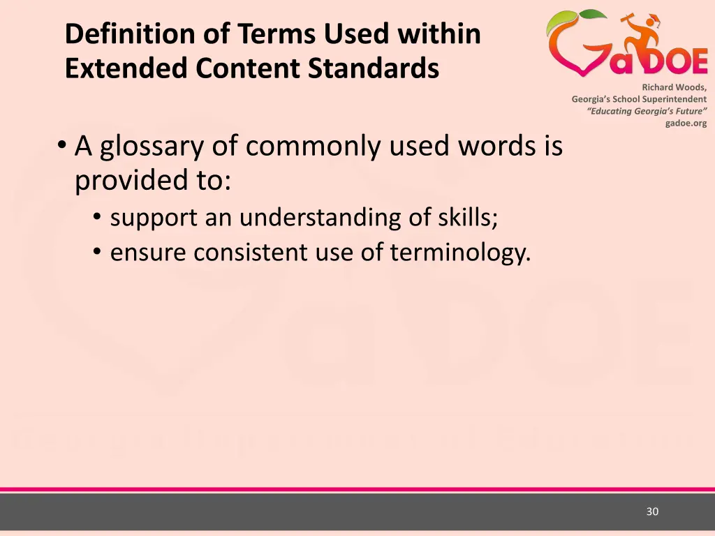 definition of terms used within extended content