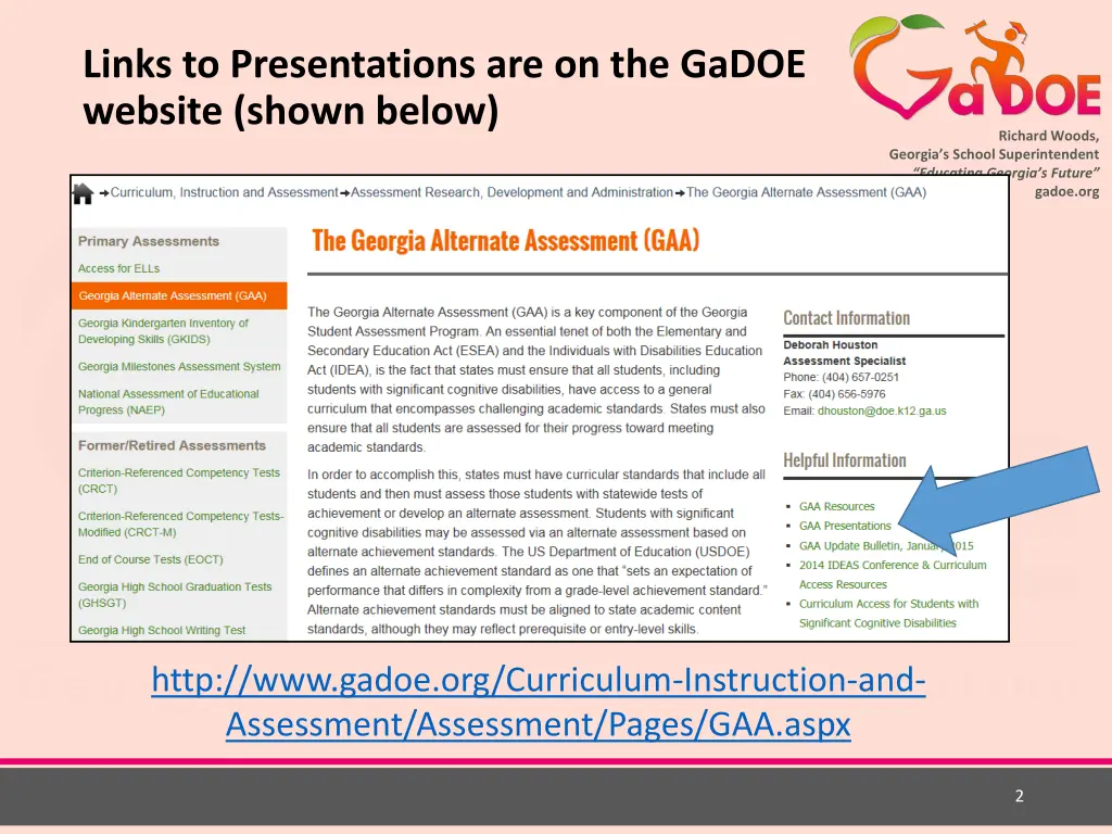 links to presentations are on the gadoe website