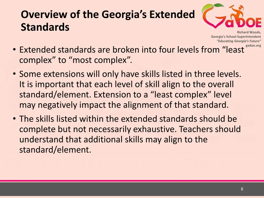 overview of the georgia s extended standards