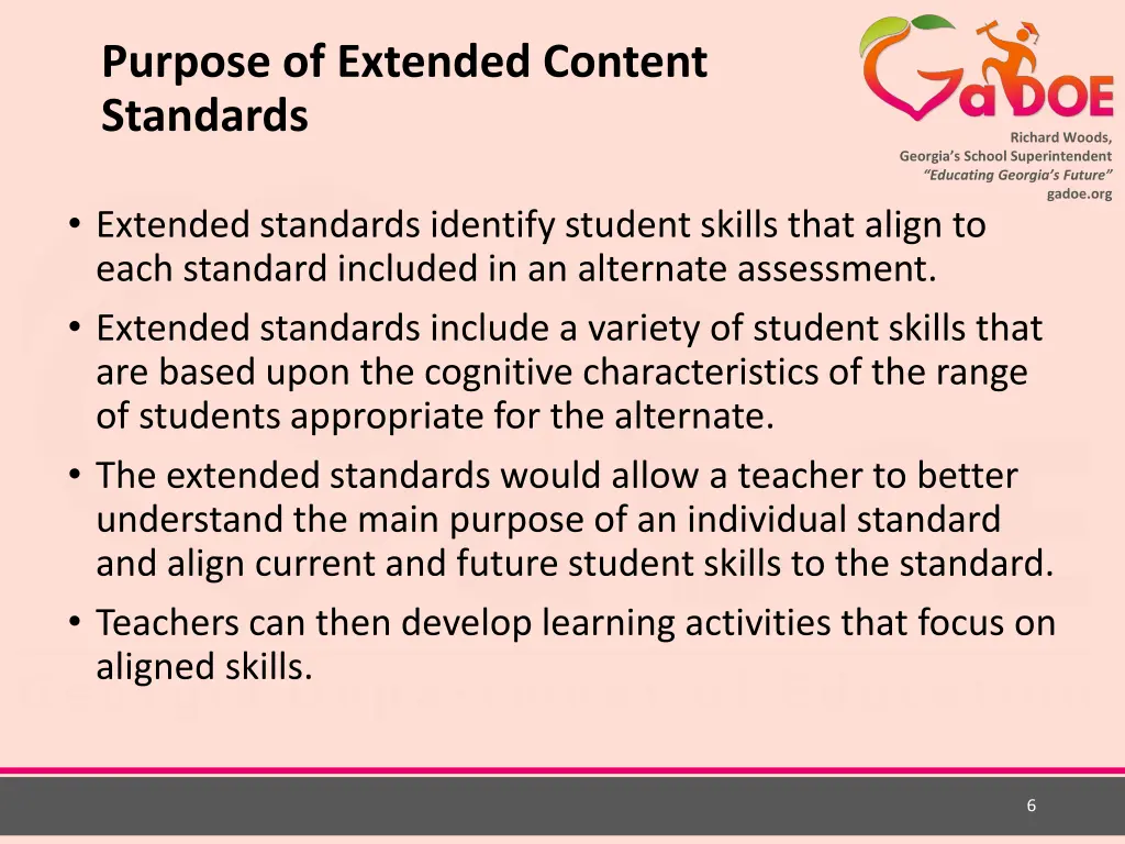 purpose of extended content standards 1