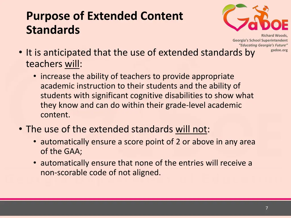 purpose of extended content standards 2