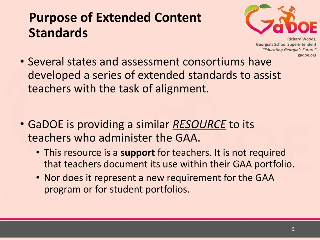 purpose of extended content standards