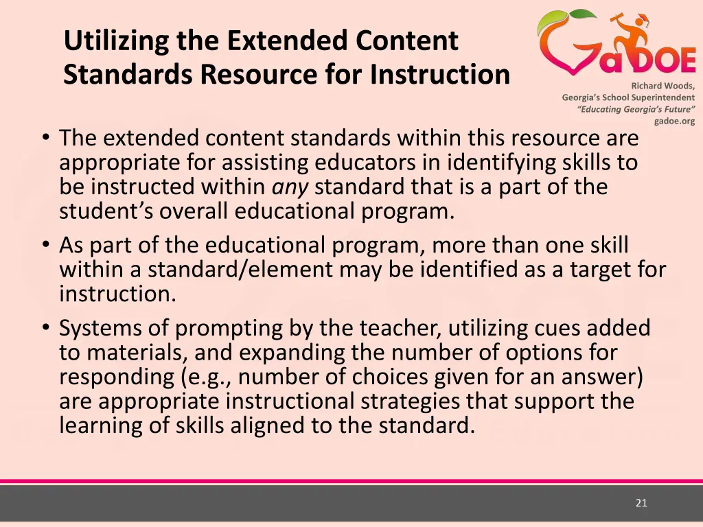 utilizing the extended content standards resource