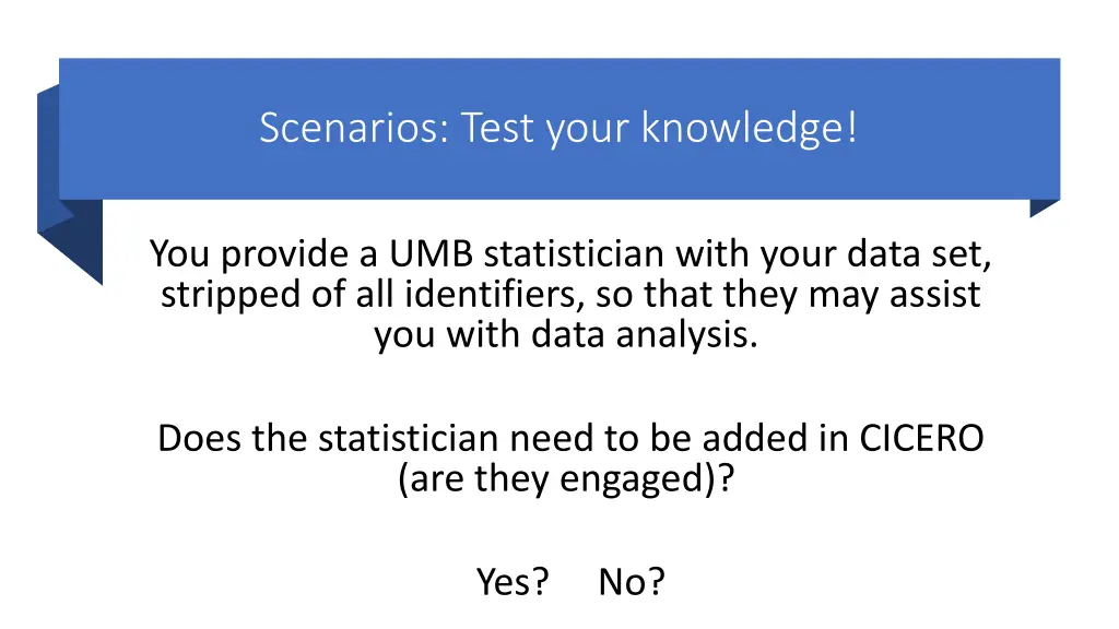 scenarios test your knowledge