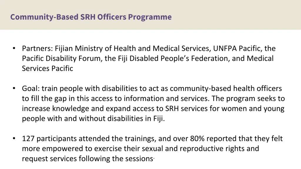 community based srh officers programme