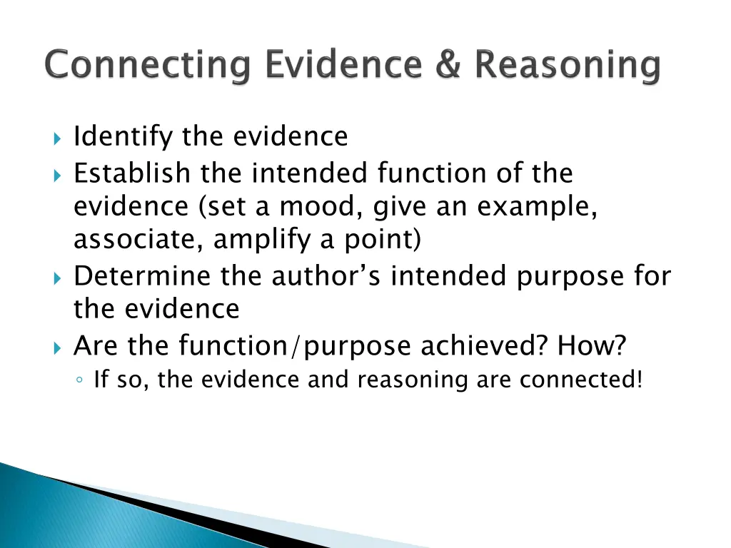 identify the evidence establish the intended