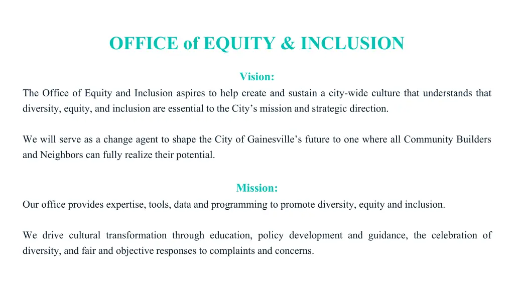 office of equity inclusion