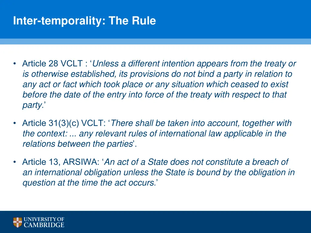 inter temporality the rule 1