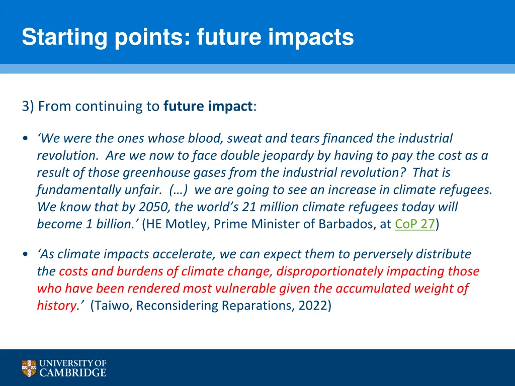 starting points future impacts