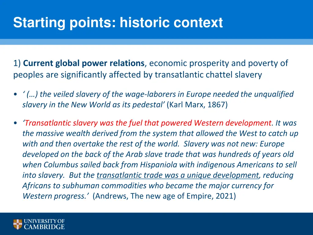 starting points historic context