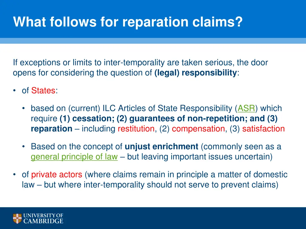 what follows for reparation claims