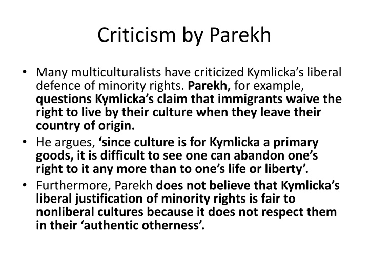 criticism by parekh