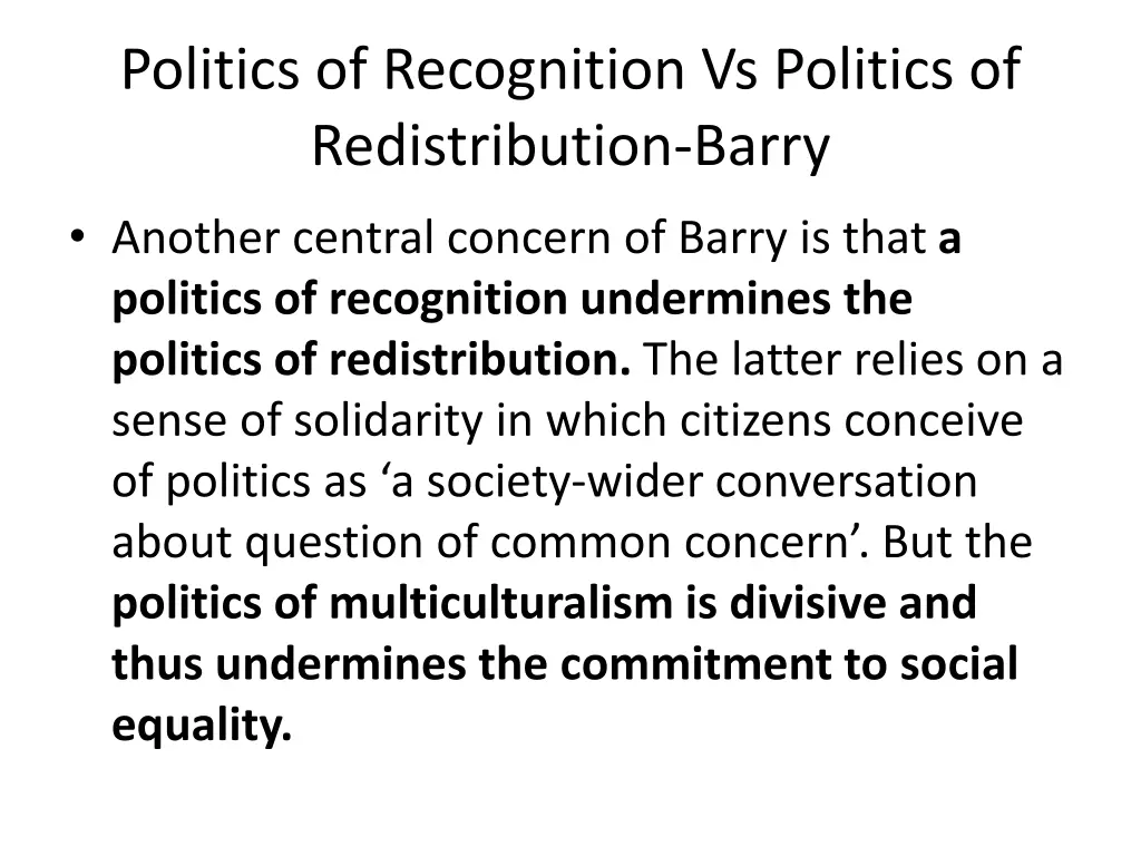 politics of recognition vs politics