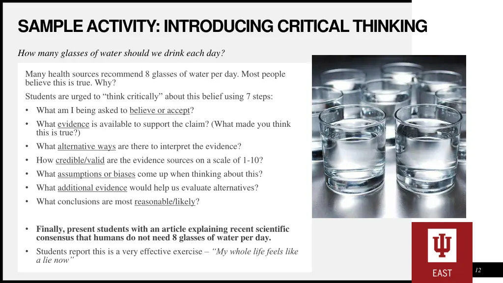 sample activity introducing critical thinking