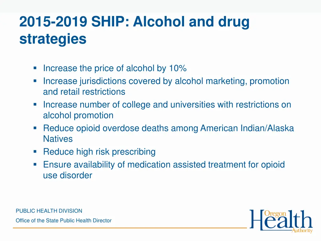 2015 2019 ship alcohol and drug strategies