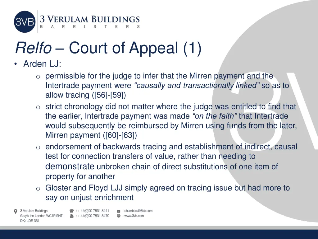 relfo court of appeal 1 arden lj o permissible