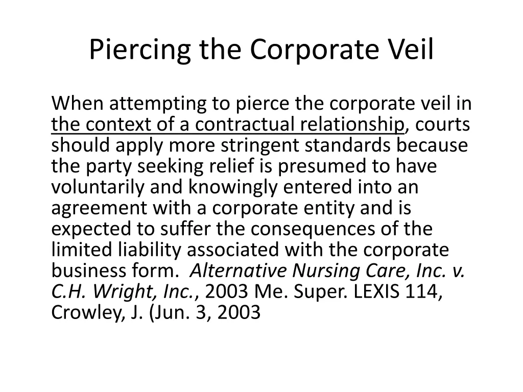 piercing the corporate veil 9