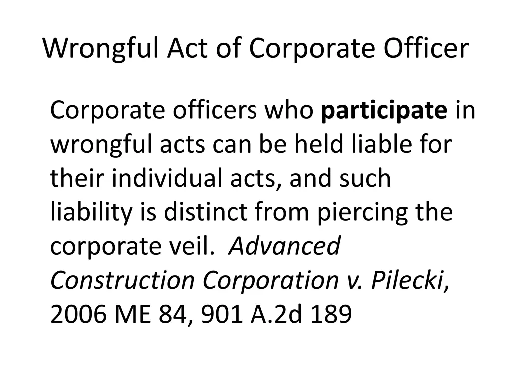 wrongful act of corporate officer