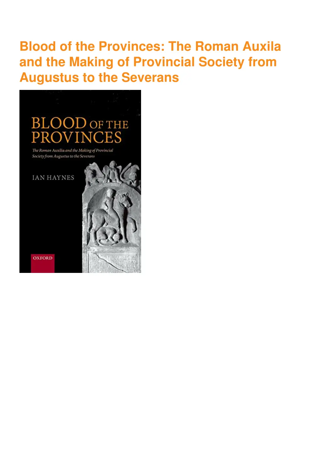 blood of the provinces the roman auxila 1